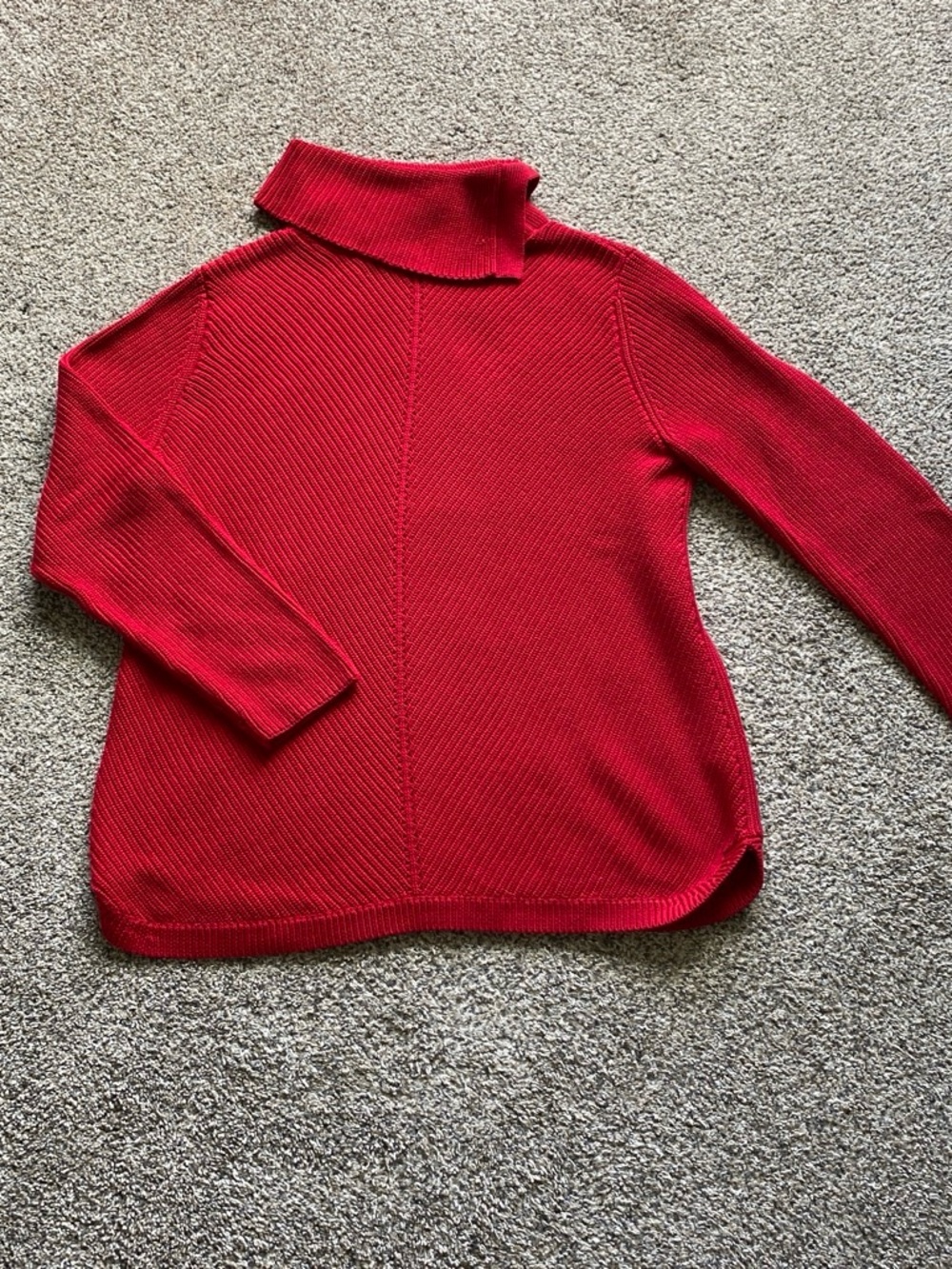 Talbots Red Ribbed Knit Turtleneck Sweater Size Large
